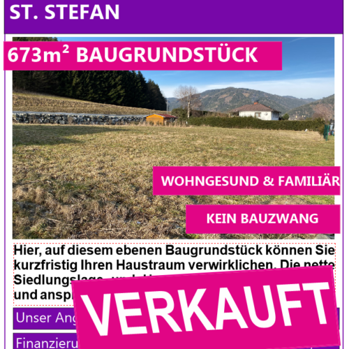 Baugrundstück St. Stefan Verkauft